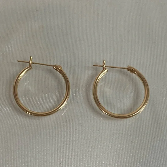 14K YELLOW GOLD classic small hoop earrings REAL GOLD